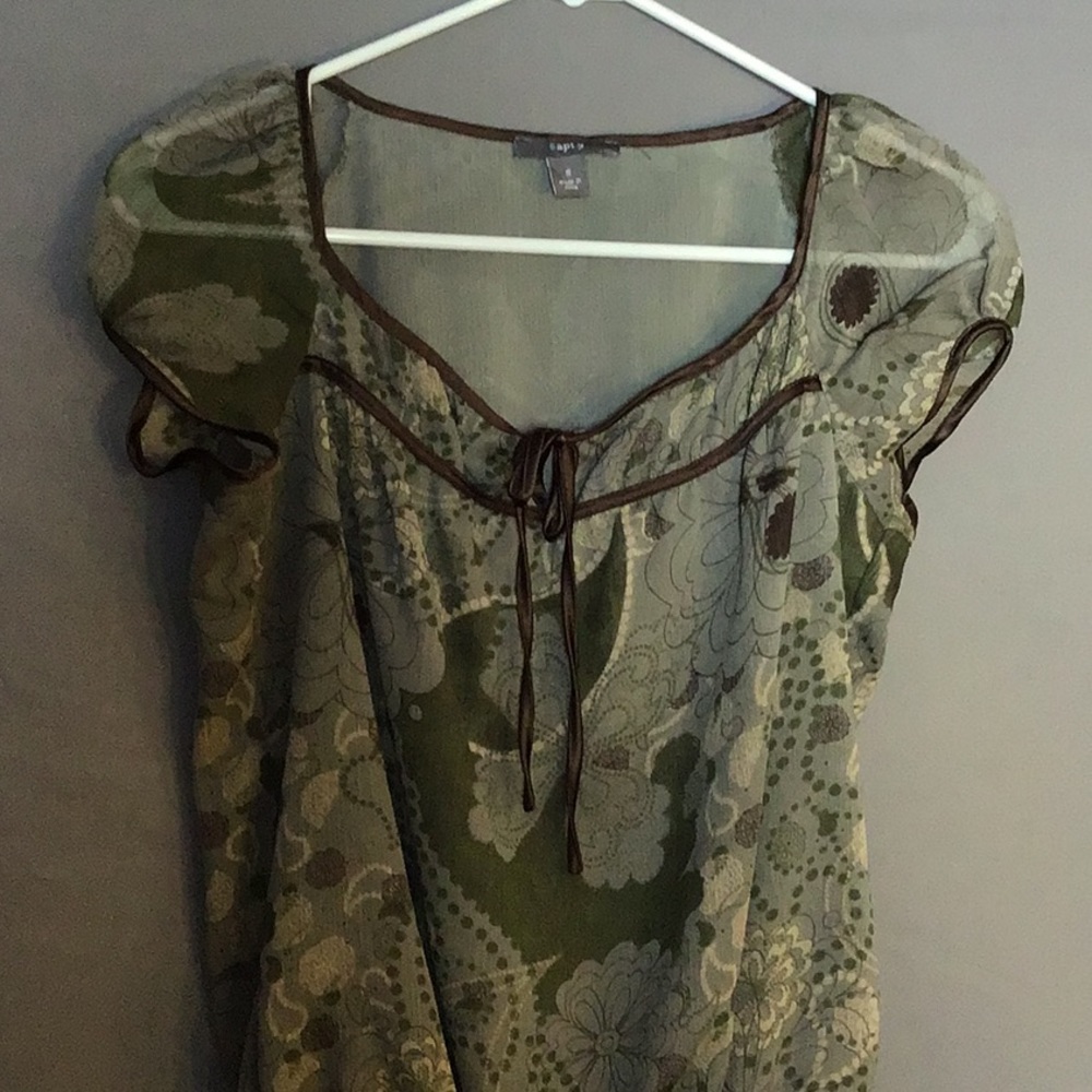 APT 9 - women’s blouse sz S green and brown euc - Picture 3 of 8